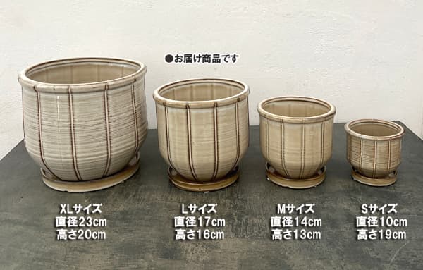 エンシェント ポット アンド ソーサー Lサイズ アイボリー(直径17.4cm×高さ15.7cm)