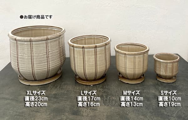 エンシェント ポット アンド ソーサー XLサイズ アイボリー（直径22.5cm、高さ20.2cm）