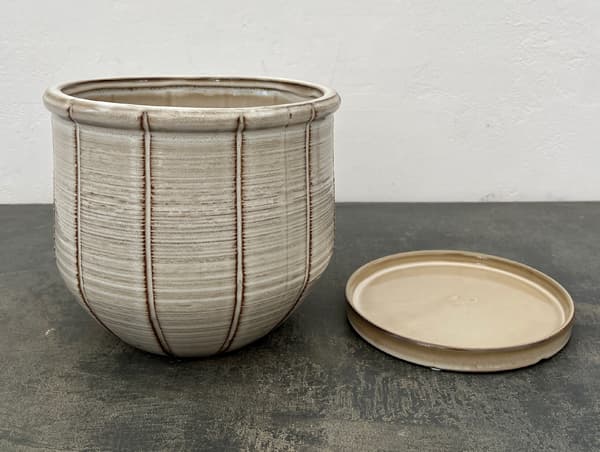 エンシェント ポット アンド ソーサー XLサイズ アイボリー（直径22.5cm、高さ20.2cm）