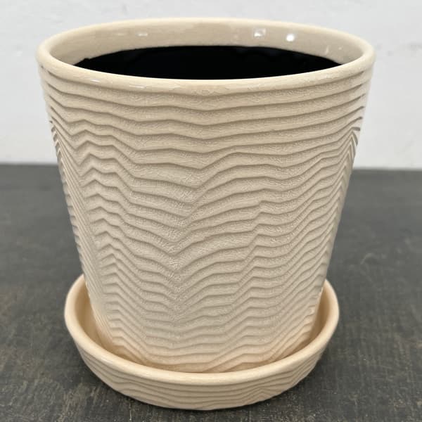 パルサー ポット アンド ソーサー Mサイズ ホワイト（直径13.5cm×高さ14cm）