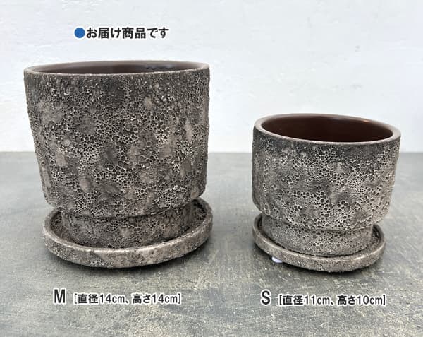 クラック ポット アンド ソーサー Mサイズ ブラック（直径13.8cm、高さ14cm）