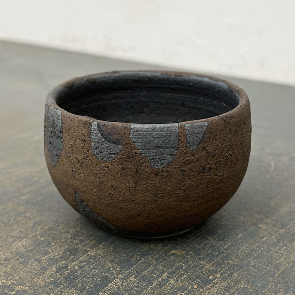 信楽焼き:金彩流し丸 S(直径約9cm)