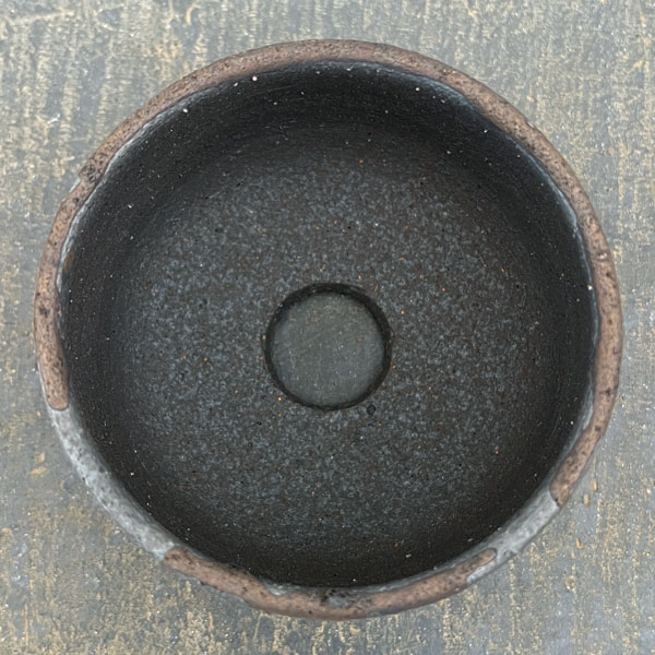 信楽焼き:金彩流し丸 S(直径約9cm)