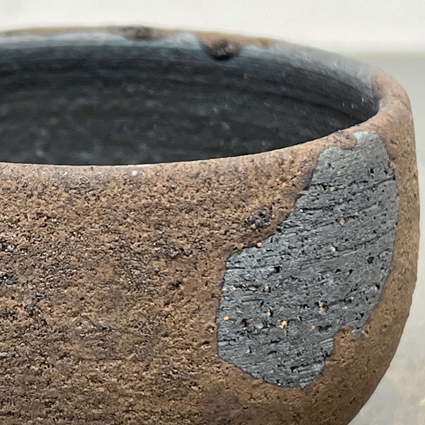 信楽焼き:金彩流し丸 S(直径約9cm)