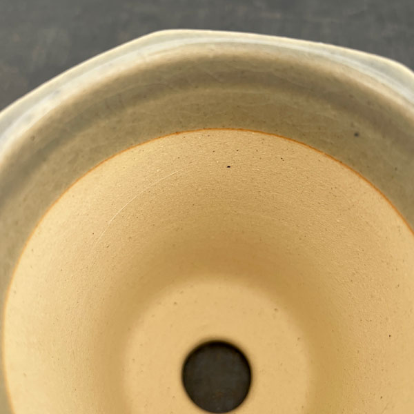 信楽焼き：アヤメポット S（直径約10cm）グレー・受け皿付