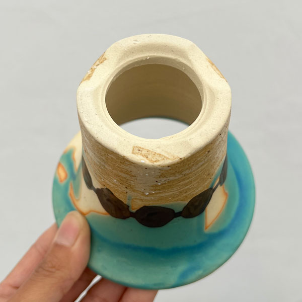 信楽焼き:スワロポット トルコブルー(直径約10.3cm)・受け皿付