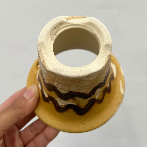 信楽焼き:スワロポット イエロー(直径約10.3cm)・受け皿付