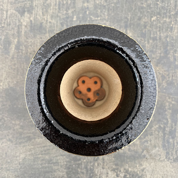 オモト鉢：錦鉢　蔦（つた）・黒【268746】／外径9.5cm（内径6.8cm）