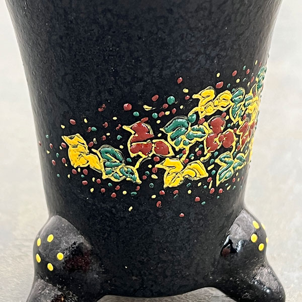 オモト鉢：錦鉢　蔦（つた）・黒【268746】／外径9.5cm（内径6.8cm）