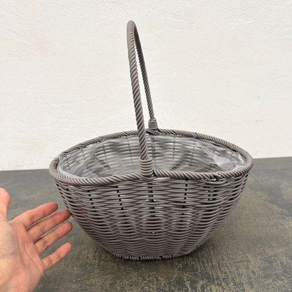 ガンセトオーバルバスケットGY(KM828)幅28cm、高さ13cm