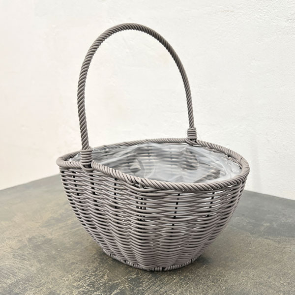 ガンセトオーバルバスケットGY(KM828)幅28cm、高さ13cm