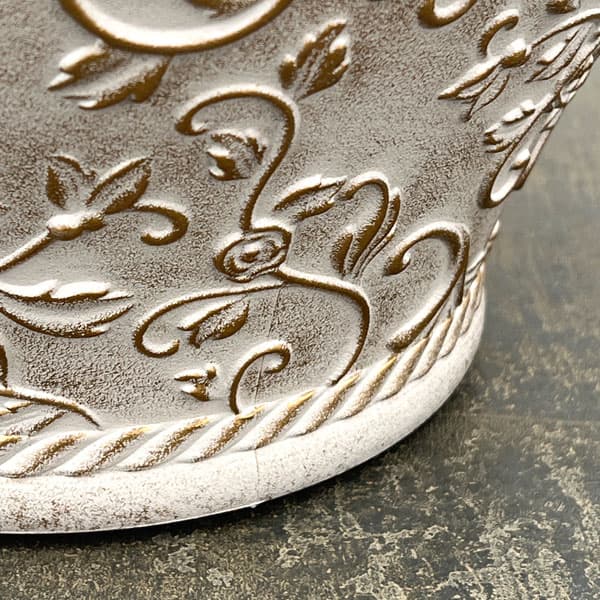 ミニローズハンドルバスケットL-IG / アイボリー×ゴールド（FC060IG）幅30cm、高さ21cm