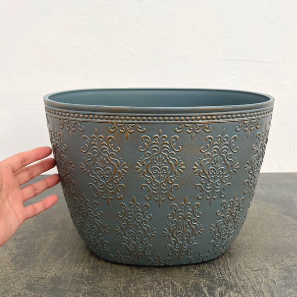 アイリスパターンオーバルハイGG / グリーン×ゴールド(FC067GG)幅30.5cm、高さ22.0cm
