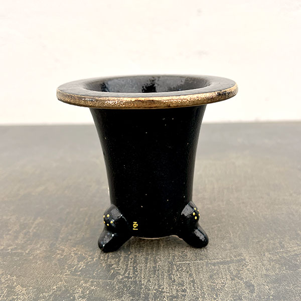 オモト鉢:錦鉢 菊(きく)・黒【273163】/外径10.5cm(内径7.5cm)