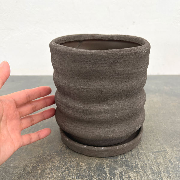ピサロ:黒マットM(直径約14cm)・受け皿付