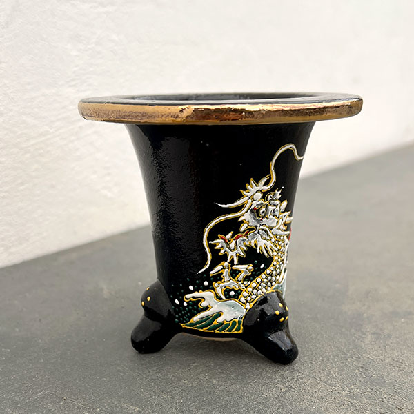オモト鉢:錦鉢 龍(りゅう)・黒【273791】/外径10.4cm(内径7.4cm)
