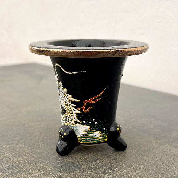 オモト鉢:錦鉢 龍(りゅう)・黒【273791】/外径10.4cm(内径7.4cm)