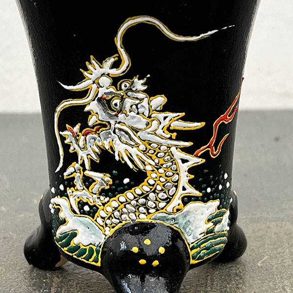 オモト鉢:錦鉢 龍(りゅう)・黒【273791】/外径10.4cm(内径7.4cm)