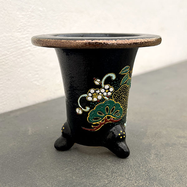 オモト鉢:錦鉢 松竹梅(しょうちくばい)・黒【232792】/外径10.8cm(内径7.5cm)