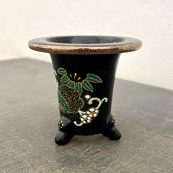 オモト鉢:錦鉢 松竹梅(しょうちくばい)・黒【232792】/外径10.8cm(内径7.5cm)