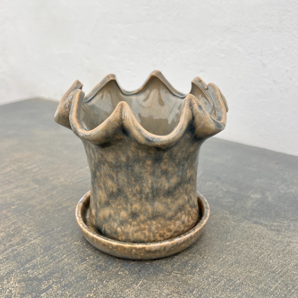 タロンポット アンド ソーサー Sサイズ グレー(幅13.5cm、高さ12.8cm)