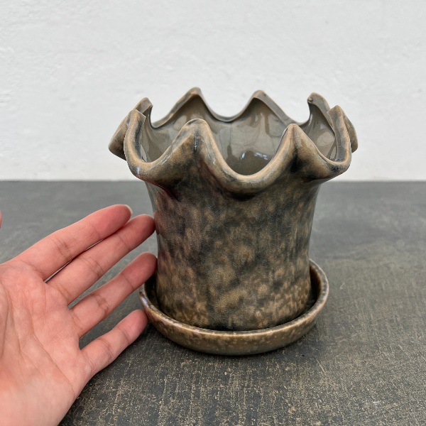タロンポット アンド ソーサー Sサイズ グレー(幅13.5cm、高さ12.8cm)