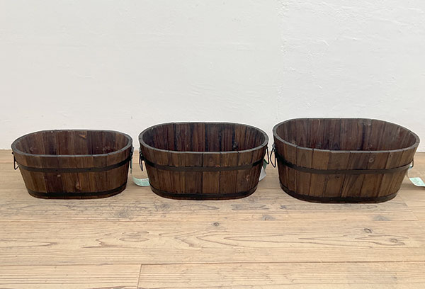 焼杉プランター：小判 大中小 3個セット