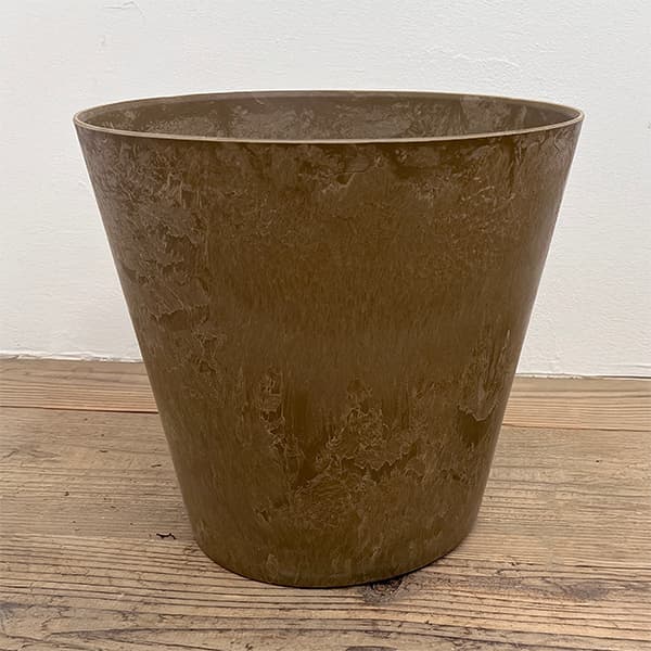 アートストーン ラウンド ベージュ32cm（直径32cm）とソーサーのセット