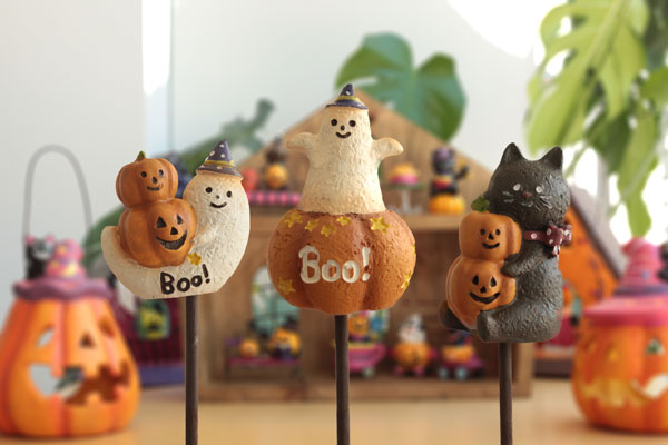 ハロウィンピック:おばけと黒猫ブーピック 3本セット