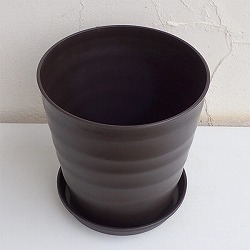 フレグラーポット：24型ダークブラウン 受け皿付き