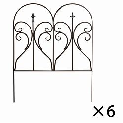 [送料無料]アイアンフェンス　フィニアル　6枚組　ブラック（幅61.5cm、高さ79cm）（IPN-7293-6P）