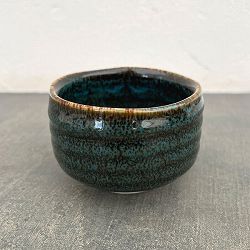 リキュウ ポット：TENMOKU青／Sサイズ（直径約9.0cm、高さ約6.1cm）