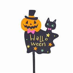 木製プレートピック　空飛ぶハロウィンナイト　（HW729）