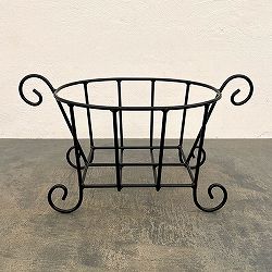 寄せ植えバスケット：ラウンドYS-150R／ブラック（幅44cm）