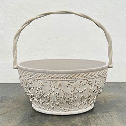 ミニローズオーバルバスケットIG アイボリー×ゴールド／幅31cm（FC055IG）