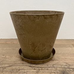 アートストーン ラウンド ベージュ32cm（直径32cm）とソーサーのセット