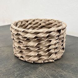 PE製バスケット：円柱浅型／直径15cm／サンドベージュ