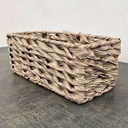 PE製バスケット：長方形浅型／幅25cm／サンドベージュ