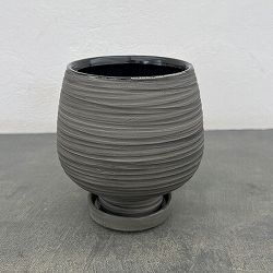 スワール ポット アンド ソーサー：グレー／Sサイズ（直径13cm、高さ13.7cm）