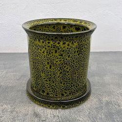 フレック ポット アンド ソーサー：グリーン／Mサイズ（直径13.5cm、高さ14cm）