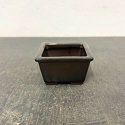 瀬戸焼盆栽鉢：ミニプランター ブロンズ 正方形（幅7.9cm、奥行7.9cm）