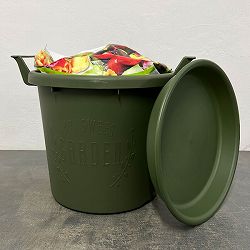 野菜用：グロウコンテナ30型（直径30cm）とプレート（ダークグリーン）培養土のセット