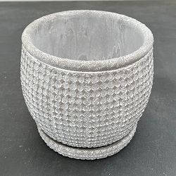 セメント鉢：エマーブルポット・ホワイトAM-7（幅14cm、高さ12cm）