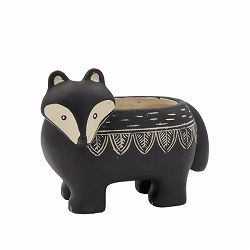 アフリカンアニマルポット：たぬき　ブラック（CP2627BK）幅15.5cm高さ12cm