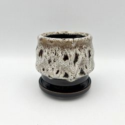 エマールラウンドポットLホワイト（T829）直径15cm、高さ12.3cm（内径11cm） ※受皿12.5cm