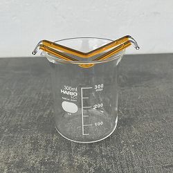 HARIO バルブベース 水栽培ガラスベース 水辺のハンモック アンバー（ビーカー付き）MHK-300-AB（直径11.5cm、高さ11cm、容量300ml）