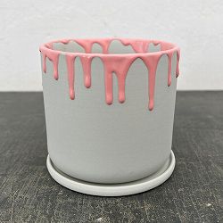 ドリーナ11G（直径11cm）グレー＆ピンク・皿付／84092