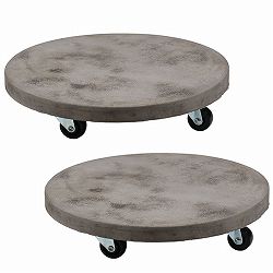 [送料無料]セメント製キャスター付きプランターキャリー36cm 2台組 　グレー（TR360-2P-GRY）