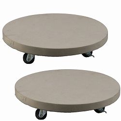 [送料無料]セメント製キャスター付きプランターキャリー36cm 2台組 　アンティークホワイト（TR360-2P-WHT）