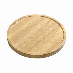 [送料無料]天然素材調のマルチトレー（キャスター付）1個 丸型30cm　ナチュラルオーク（TR-CS-300NTU）